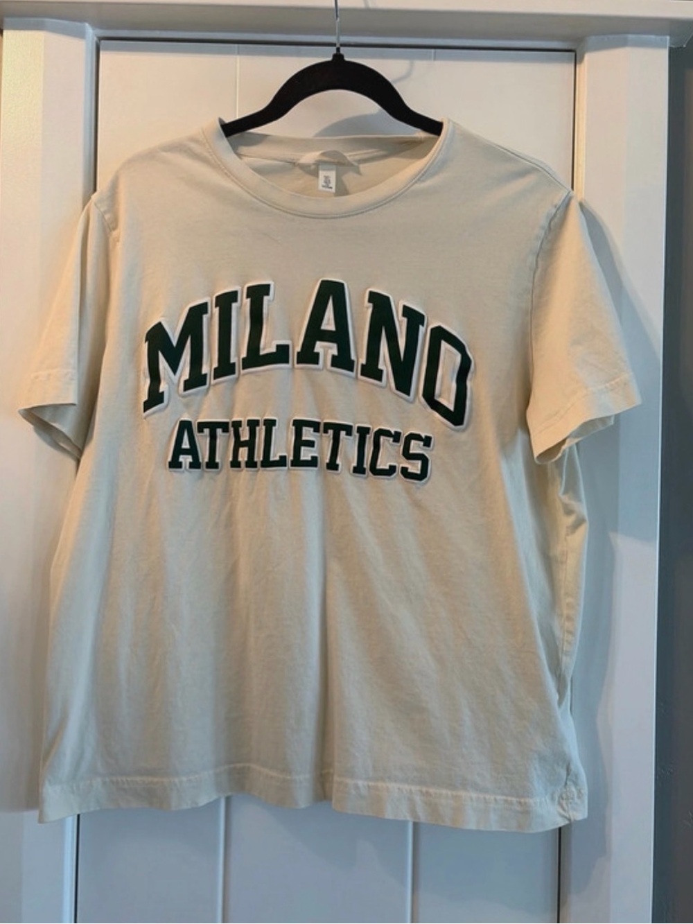 H&M Cream Short-Sleeve 'MILANO ATHLETICS' Graphic Tee